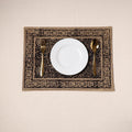 Black - natural dyed pedana kalamkari cotton table mat 28