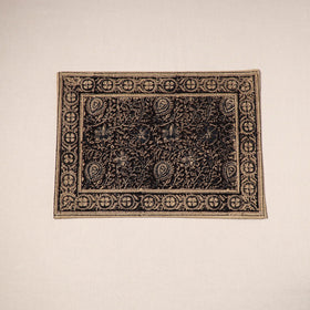 Black - natural dyed pedana kalamkari cotton table mat 28