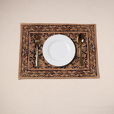Black - natural dyed pedana kalamkari cotton table mat 30