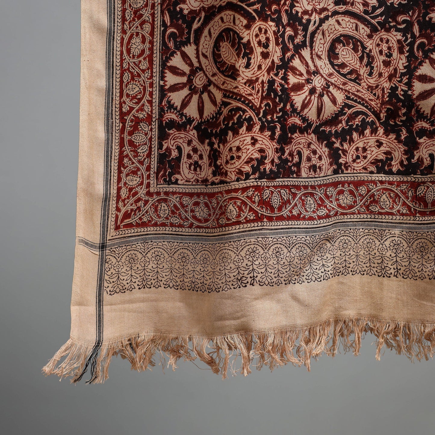 Natural dyed pedana kalamkari printed handloom cotton towel