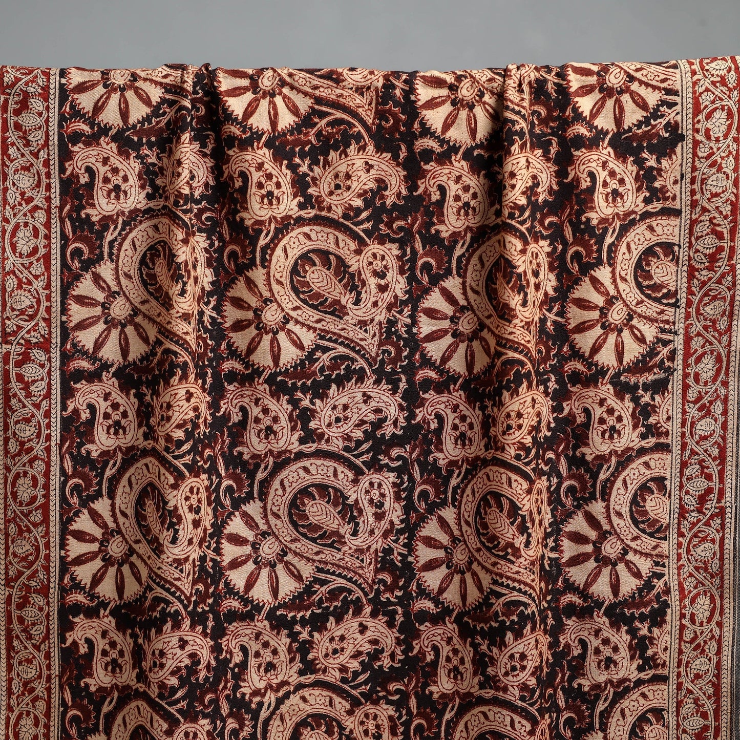 Natural dyed pedana kalamkari printed handloom cotton towel