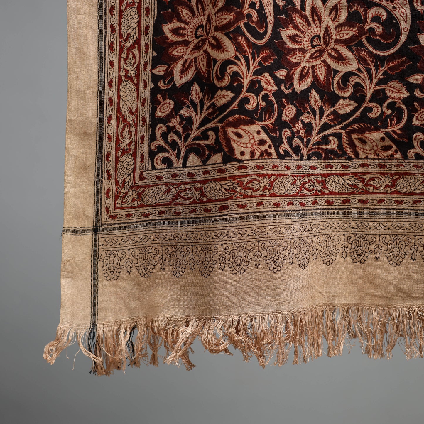 Natural dyed pedana kalamkari printed handloom cotton towel