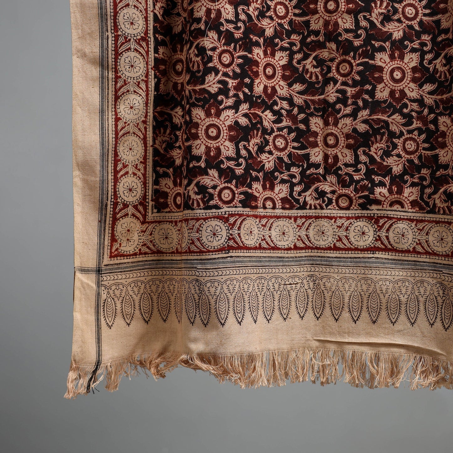 Natural dyed pedana kalamkari printed handloom cotton towel