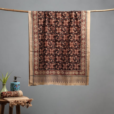 Natural dyed pedana kalamkari printed handloom cotton towel