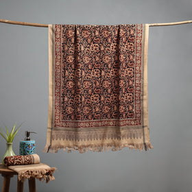 Natural dyed pedana kalamkari printed handloom cotton towel