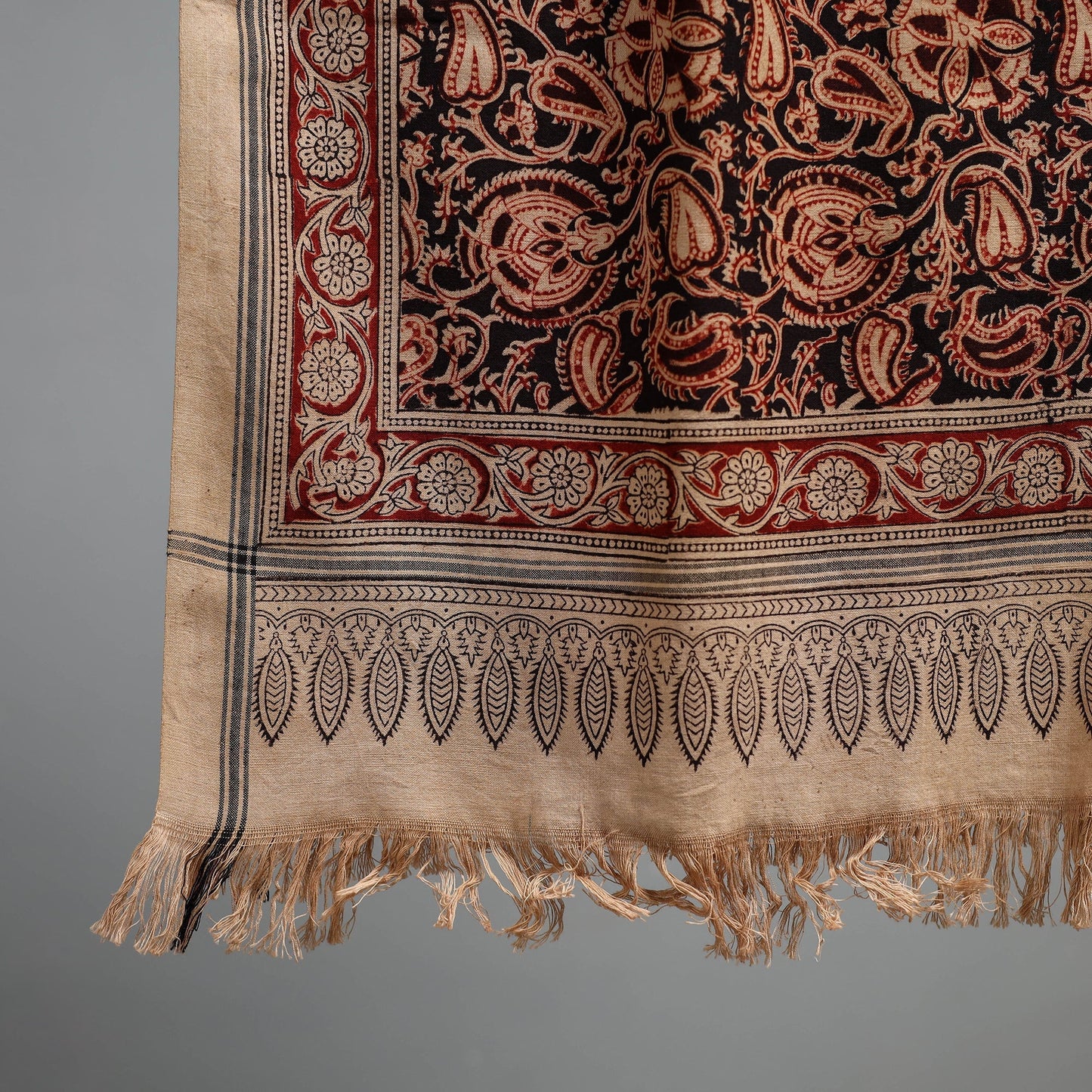 Natural dyed pedana kalamkari printed handloom cotton towel