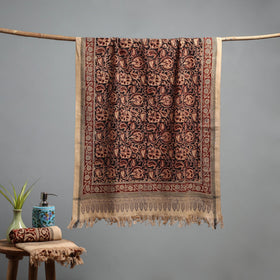 Natural dyed pedana kalamkari printed handloom cotton towel