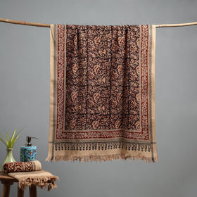 Natural dyed pedana kalamkari printed handloom cotton towel