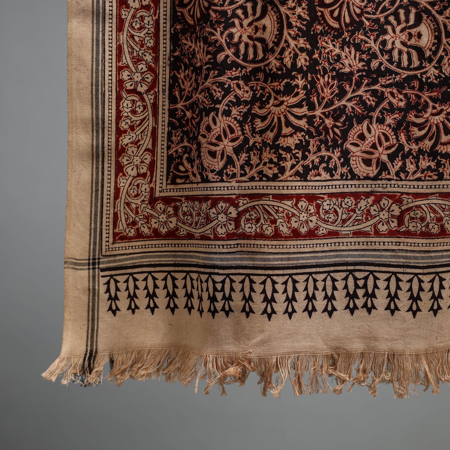 Natural dyed pedana kalamkari printed handloom cotton towel