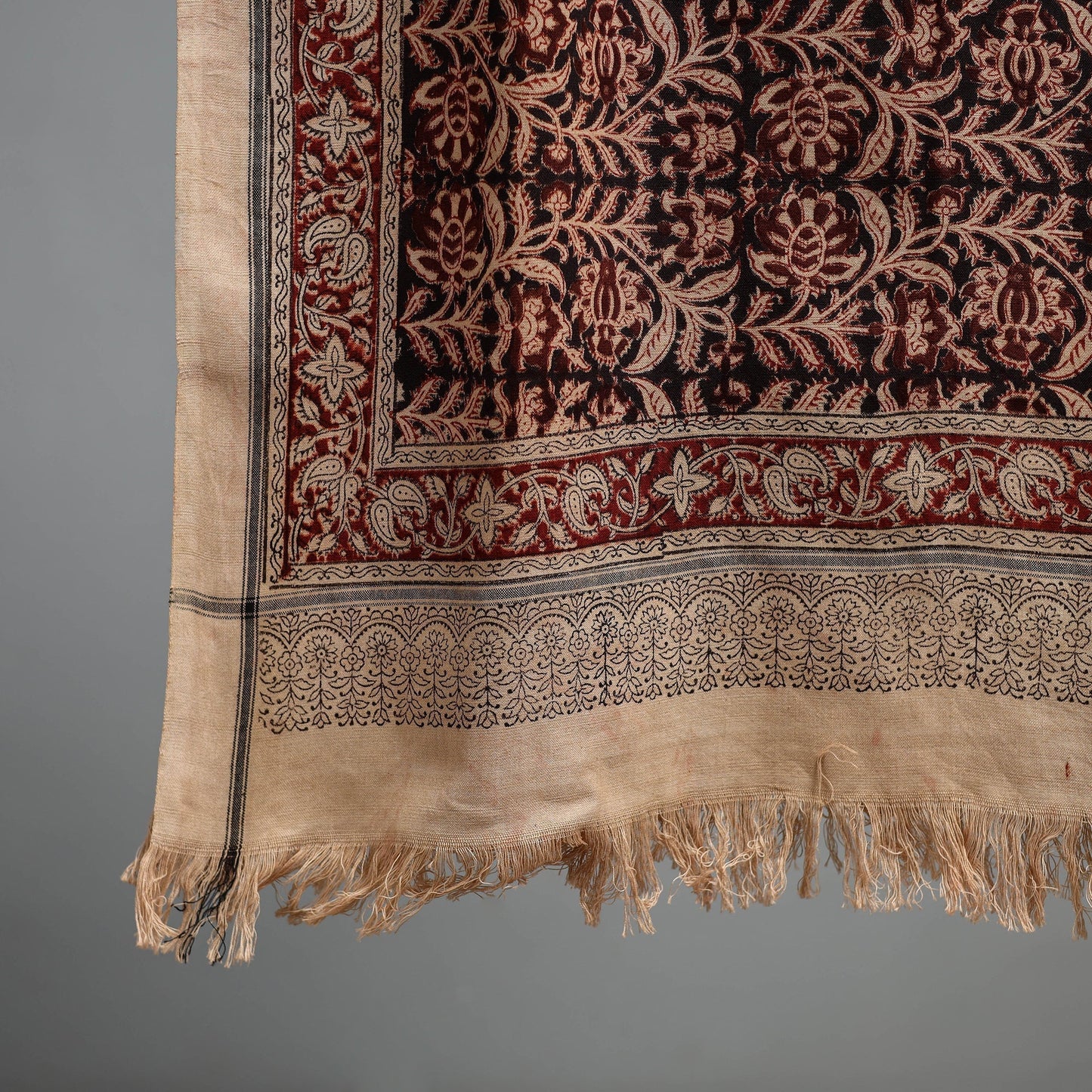 Natural dyed pedana kalamkari printed handloom cotton towel