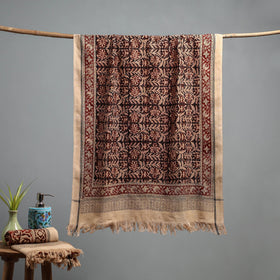 Natural dyed pedana kalamkari printed handloom cotton towel