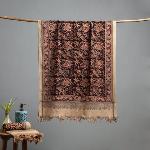 Natural dyed pedana kalamkari printed handloom cotton towel