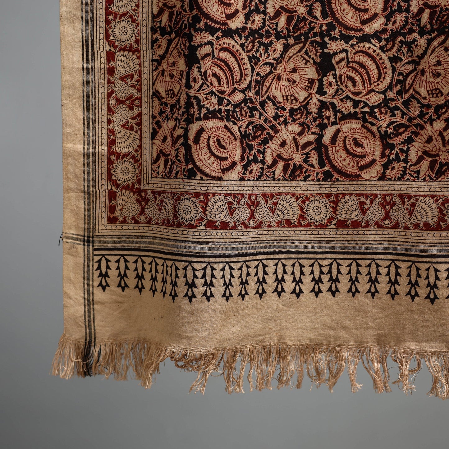 Natural dyed pedana kalamkari printed handloom cotton towel