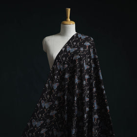 Natural dyed pure mul cotton hand block ajrakh print fabric