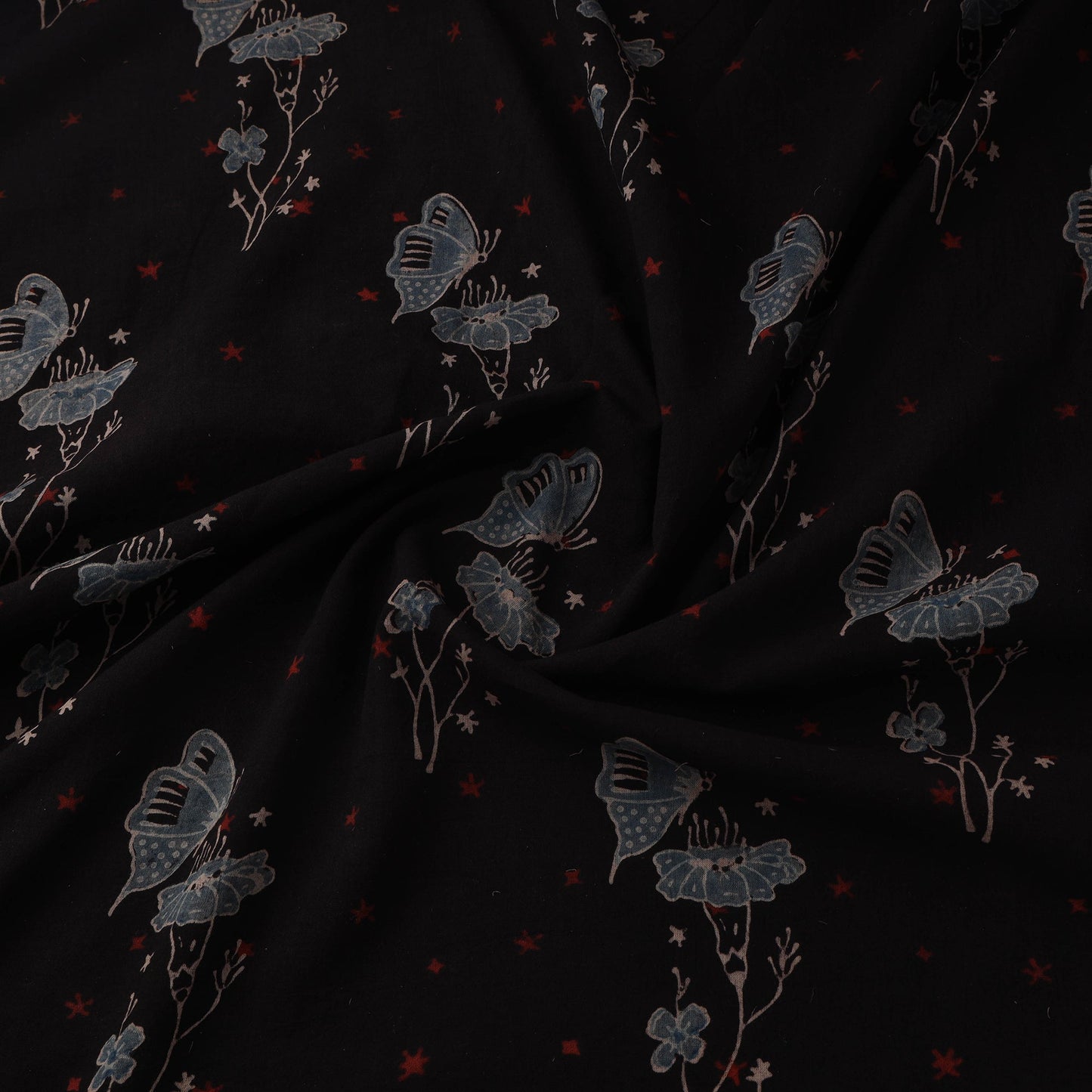 Natural dyed pure mul cotton hand block ajrakh print fabric