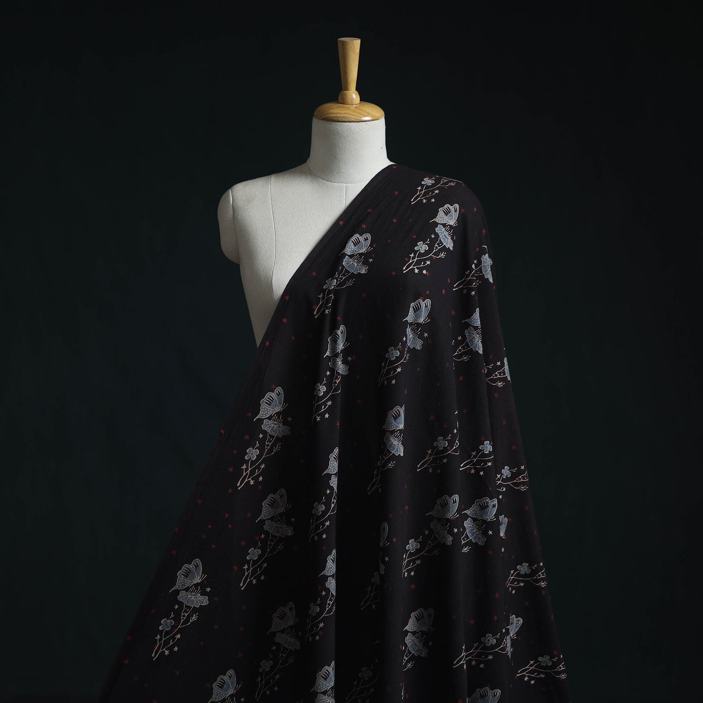 Natural dyed pure mul cotton hand block ajrakh print fabric