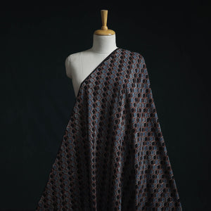 Natural dyed pure mul cotton hand block ajrakh print fabric