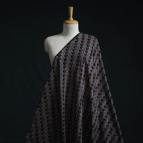Natural dyed pure mul cotton hand block ajrakh print fabric