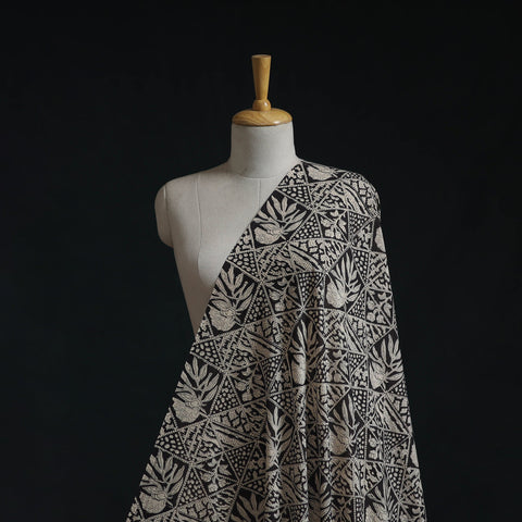 Natural dyed pure mul cotton hand block bagru print fabric