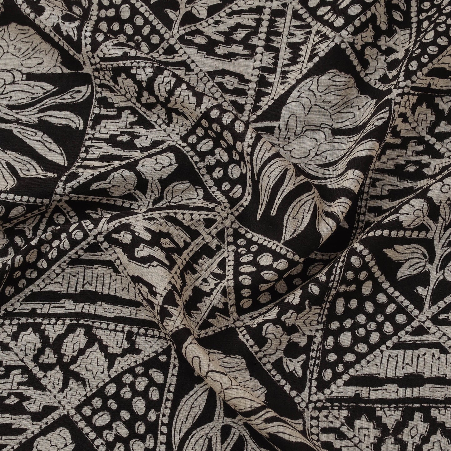 Natural dyed pure mul cotton hand block bagru print fabric