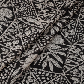 Natural dyed pure mul cotton hand block bagru print fabric