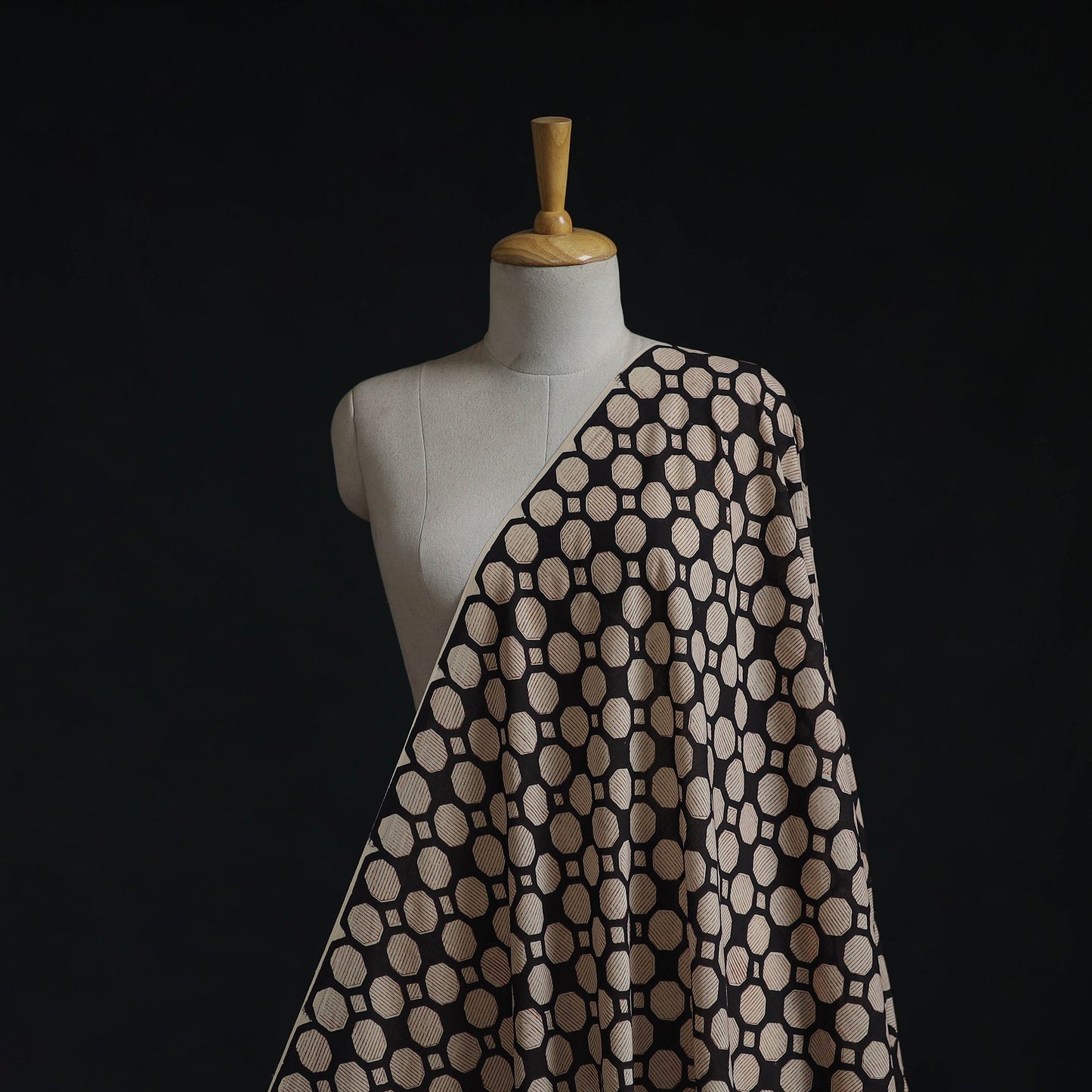 Natural dyed pure mul cotton hand block bagru print fabric