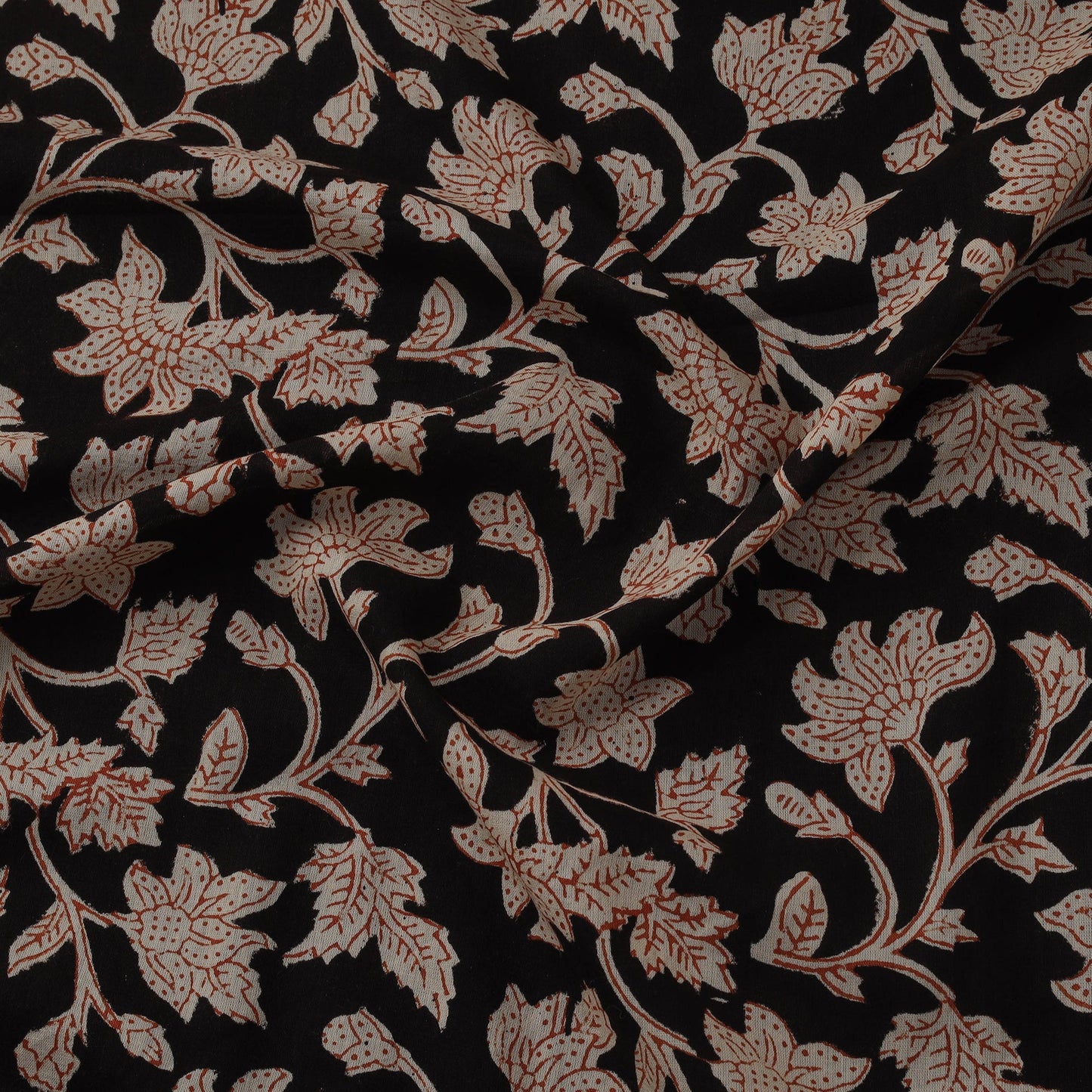 Natural dyed pure mul cotton hand block bagru print fabric