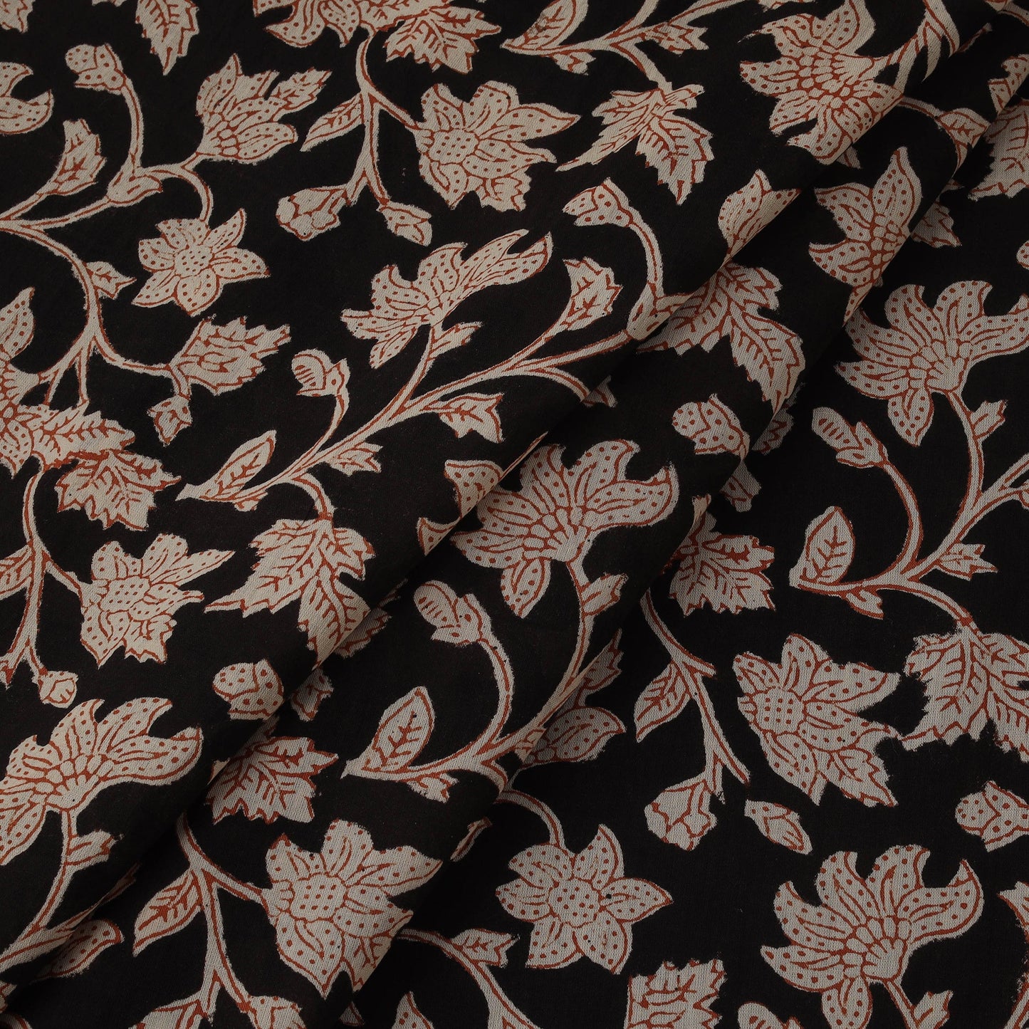 Natural dyed pure mul cotton hand block bagru print fabric