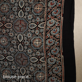 Black - natural dyed silk saree 09 - handcrafted