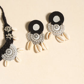 Navratri Special! Black German Silver Shell Work Necklace Set