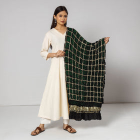  Kutch Bandhani Tie-Dye Zari Checks Modal Silk Dupatta 
