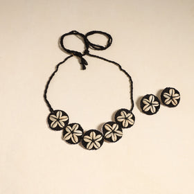 Navratri Special! Black Thread & Shell Work Necklace Set