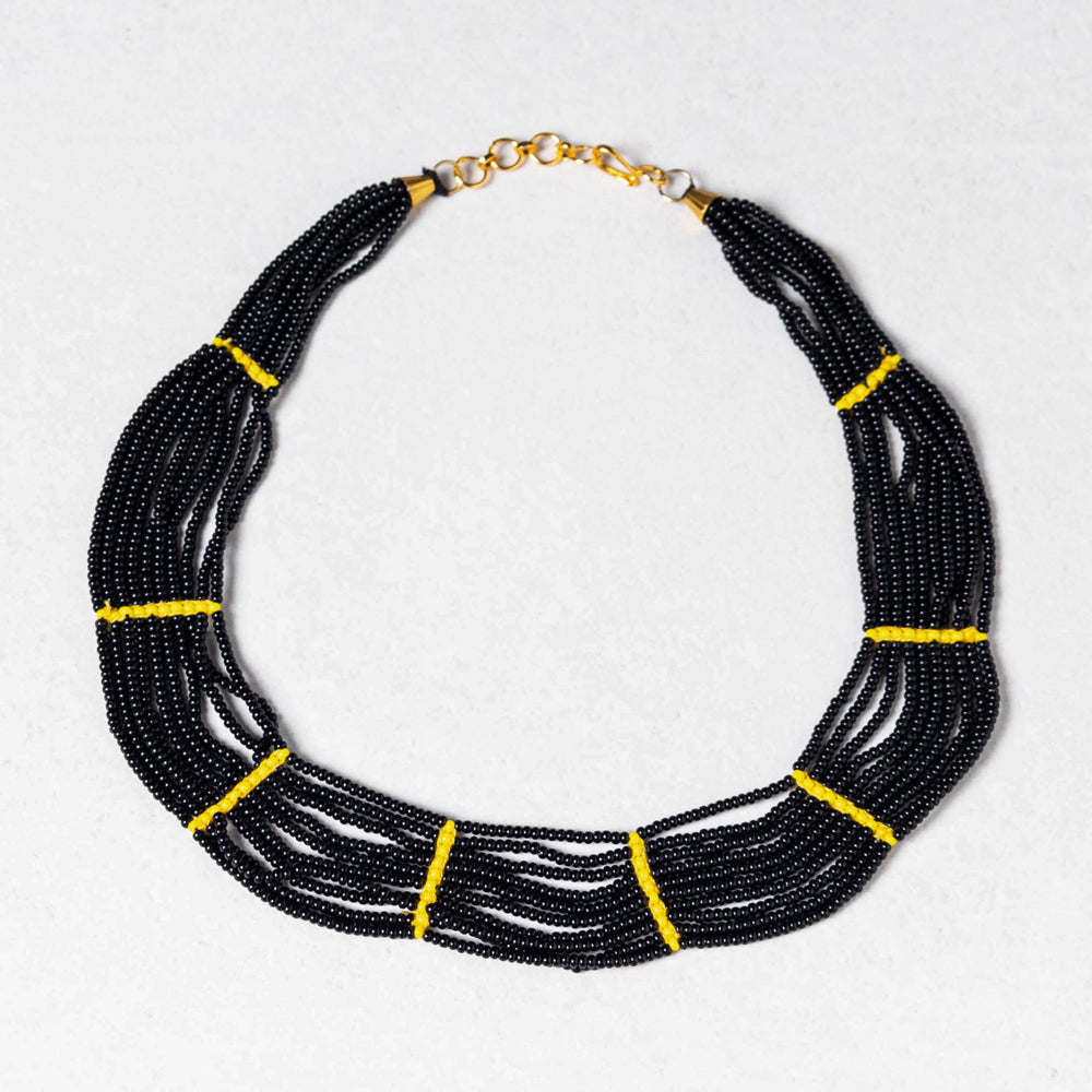 Black - neemuch handmade beadwork necklace by pushpa harit