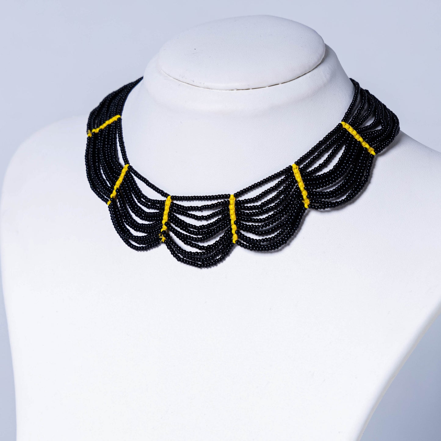 Black - neemuch handmade beadwork necklace by pushpa harit