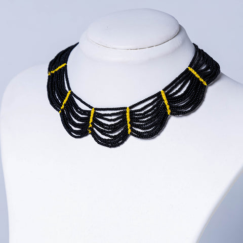 Black - neemuch handmade beadwork necklace by pushpa harit