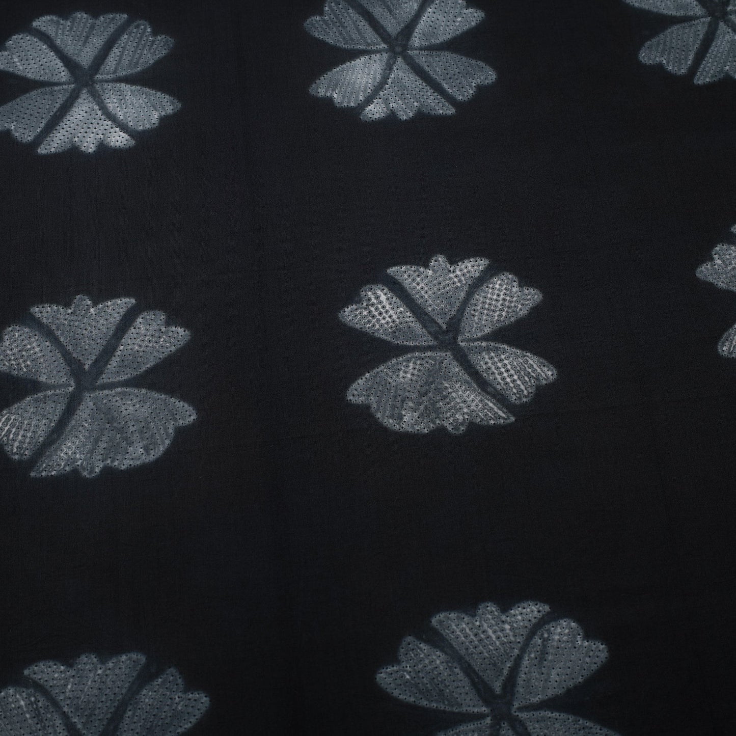 Black - nui shibori tie-dye cotton fabric - handcrafted