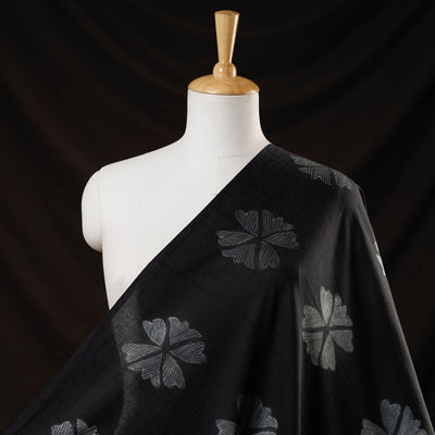Black - nui shibori tie-dye cotton fabric - handcrafted