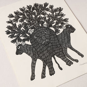  Original Gond Folk Art Painting by Gariba Singh Tekam 