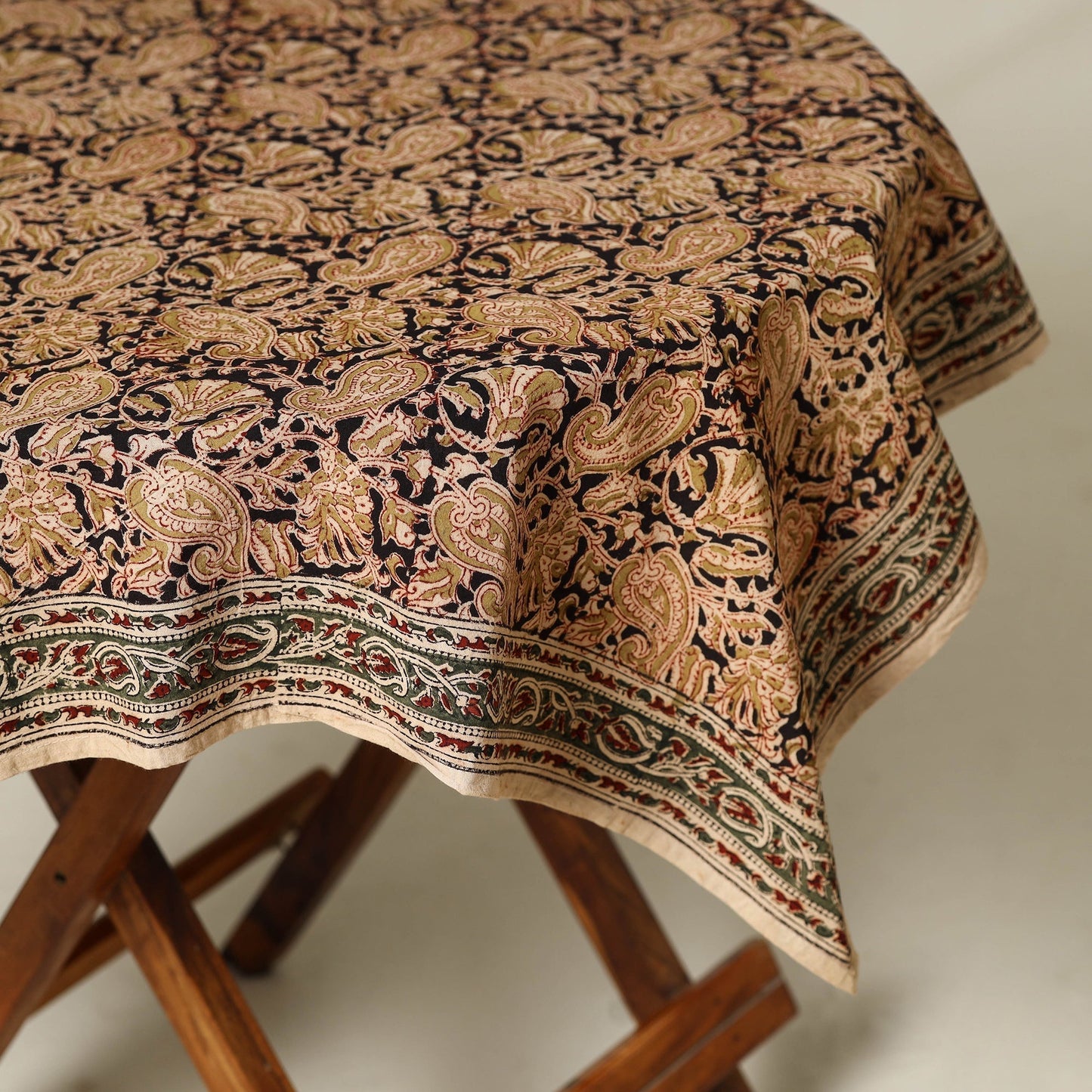 Black - original pedana kalamkari natural dyed cotton table