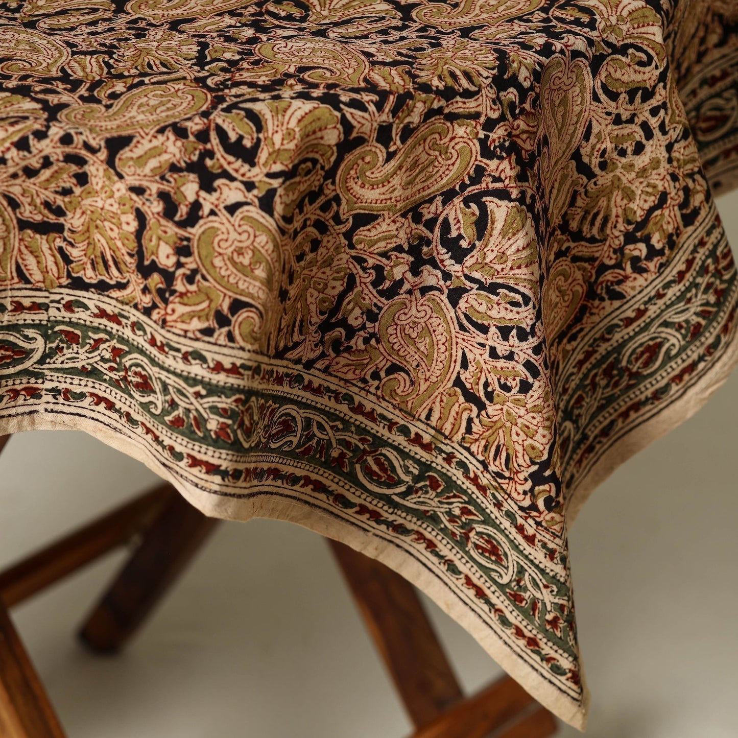 Black - original pedana kalamkari natural dyed cotton table