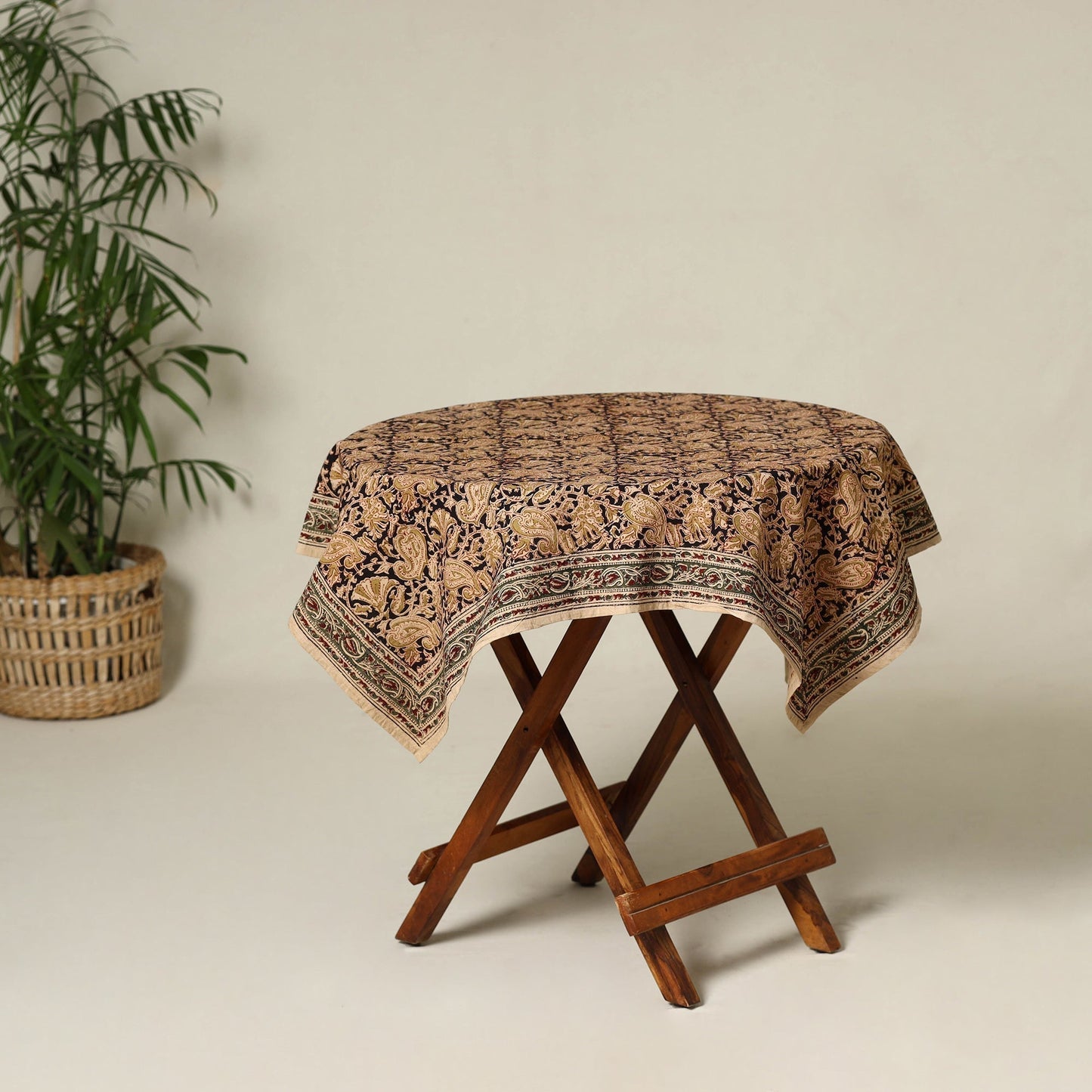 Black - original pedana kalamkari natural dyed cotton table