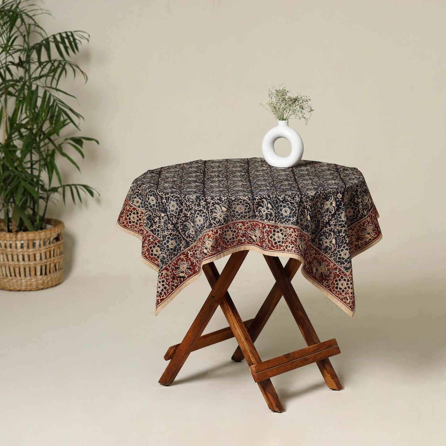 Black - original pedana kalamkari natural dyed cotton table