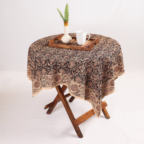 Buy Black Original Pedana Kalamkari Block Printed Cotton Table Cover