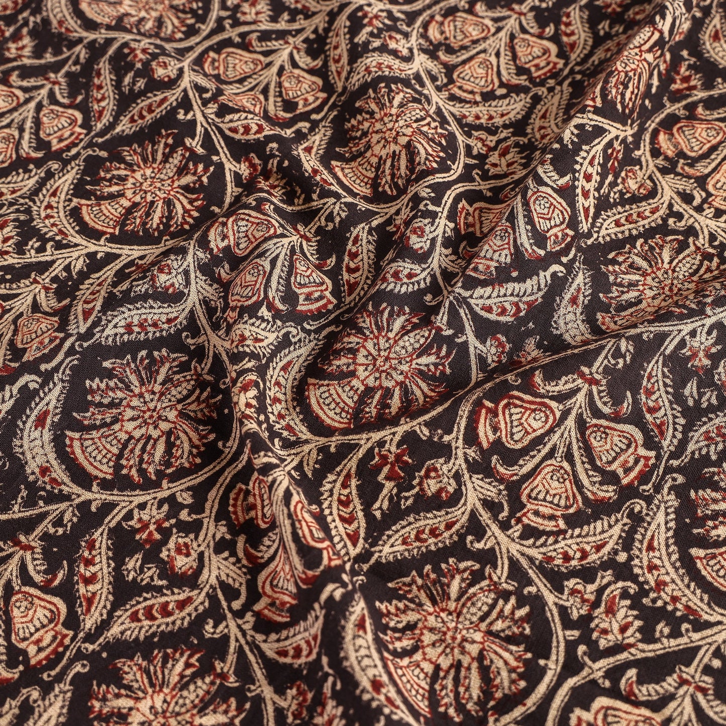 Buy Black Original Pedana Kalamkari Block Printed Cotton Table Cover