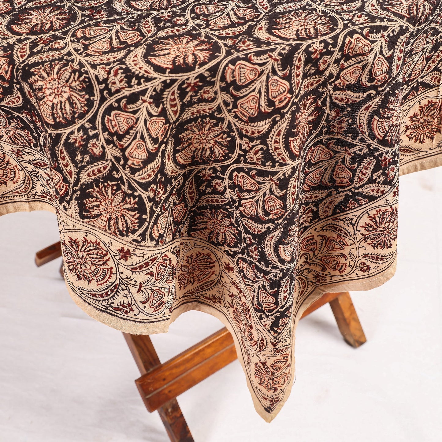 Buy Black Original Pedana Kalamkari Block Printed Cotton Table Cover
