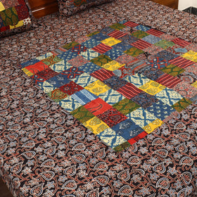 Black - patchwork cotton double bed sheet set 04