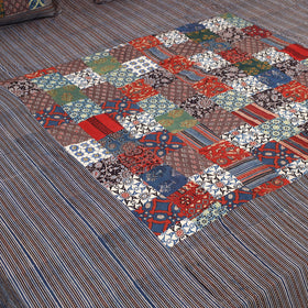 Black - Patchwork Block Print Ajrakh Cotton Double Bed Sheet Set 06