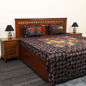 Buy Black Patchwork Cotton Double Ajrakh Bed Sheet Set 