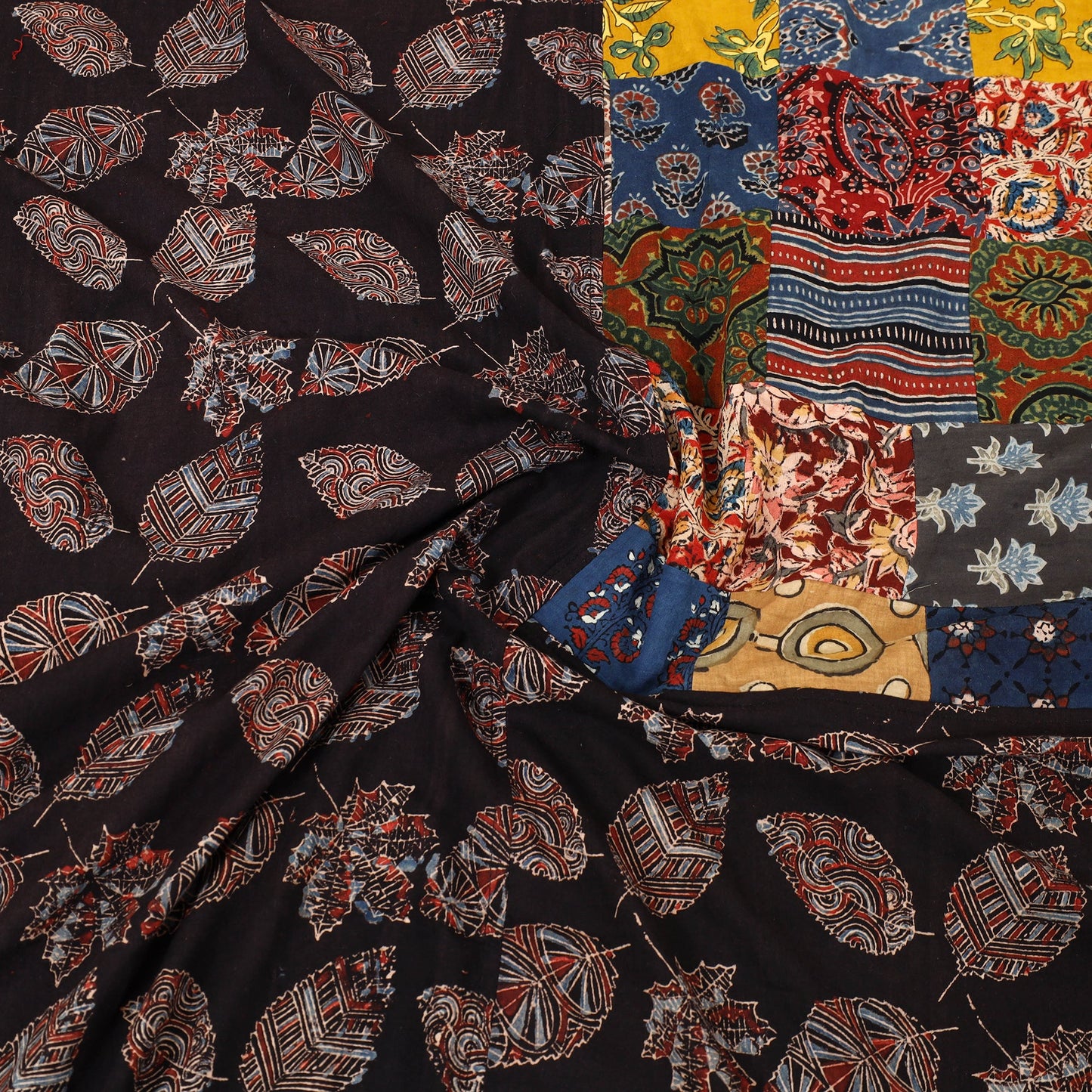 Buy Black Patchwork Cotton Double Ajrakh Bed Sheet Set 