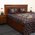 Black - Patchwork Block Print Ajrakh Cotton Double Bed Sheet Set 09